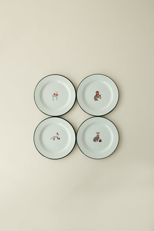 Holiday Animal Salad Plate Set