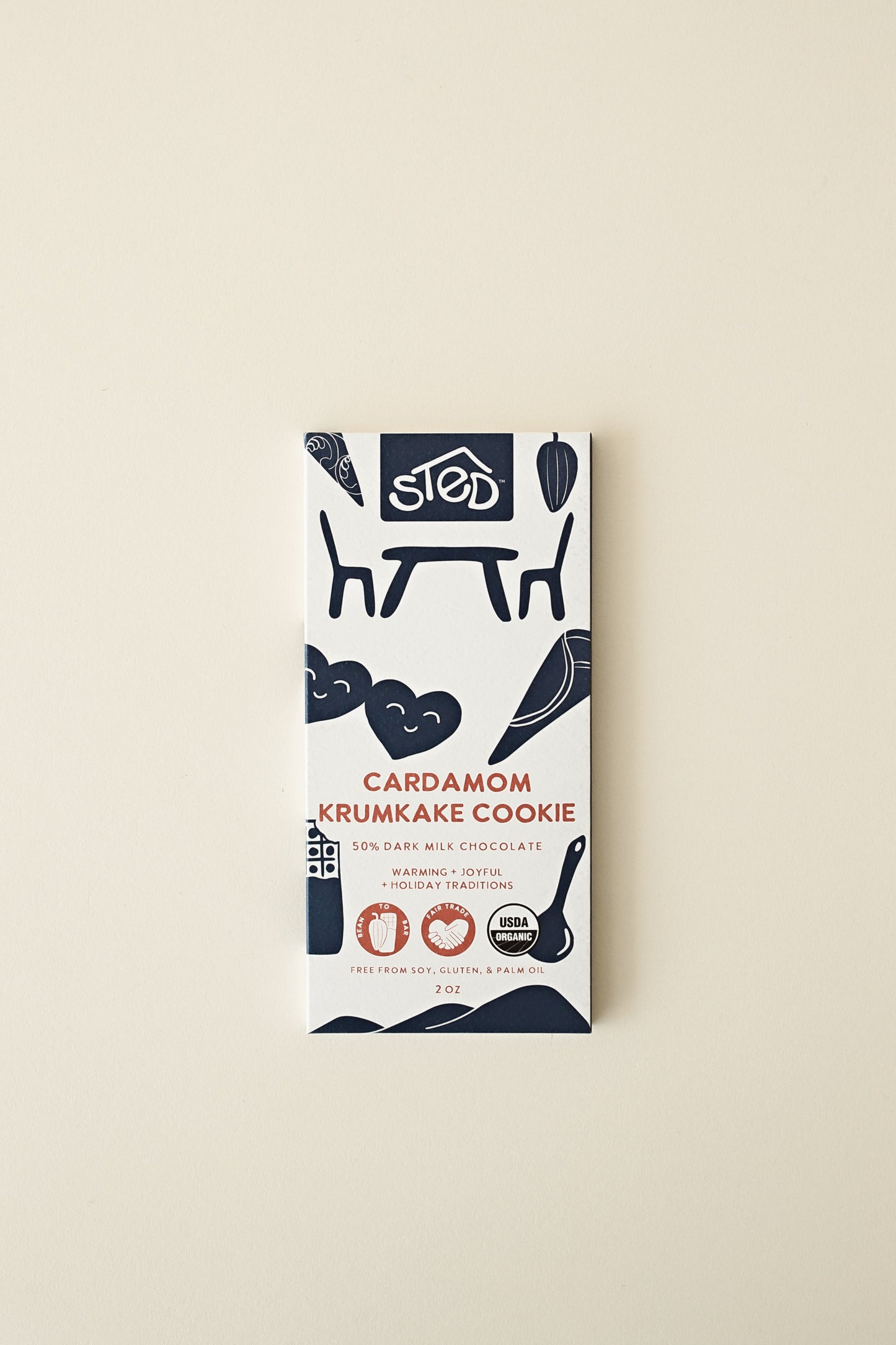 Cardamom Krumkake Cookie Chocolate Bar